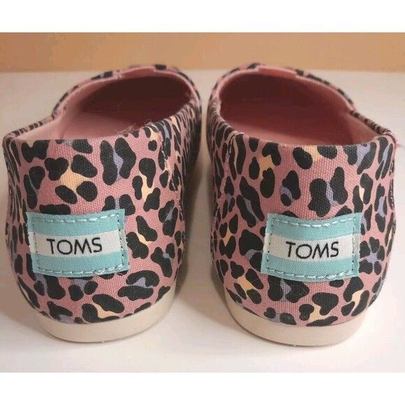 TOMS Alpargata Size 6.5 Pink Leopard Print Ortholite Comfort Slip-on Flat EUC - Picture 6 of 16